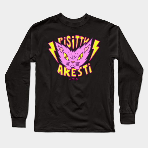 Stray Cat Logo Pisittu Aresti LTD - by Miskel Design Long Sleeve T-Shirt by miskel